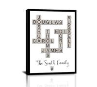 HVFIOM Personalised Custom Christmas Crossword Scrabble Canvas Prints Gifts with Your Family Names, Christmas Birthday Gifts for Mom, Dad, Grandma, Grandpa, Families, Friends