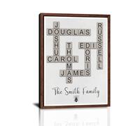 HVFIOM Personalised Custom Christmas Crossword Scrabble Canvas Prints Gifts with Your Family Names, Christmas Birthday Gifts for Mom, Dad, Grandma, Grandpa, Families, Friends