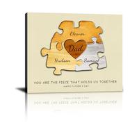 HVFIOM Personalised Father's Day Canvas Prints Gifts with Your Kid's Name, Custom Fathers Day Gift for Dad Grandpa from Son Daughter Wife Grandson Granddaughter - Personalised Fathers Day Gift