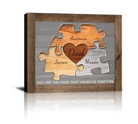 HVFIOM Personalised Father's Day Canvas Prints Gifts with Your Kid's Names, Custom Fathers Day Gift for Dad Daddy Grandpa Papa from Son Daughter Wife Grandson Granddaughter
