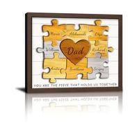 HVFIOM Personalised Father's Day Canvas Prints Gifts with Your Kid's Names, Custom Fathers Day Gift for Dad Daddy Grandpa Papa from Son Daughter Wife Grandson Granddaughter