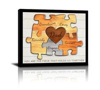 HVFIOM Personalised Father's Day Canvas Prints Gifts with Your Kid's Names, Custom Fathers Day Gift for Dad Daddy Grandpa Papa from Son Daughter Wife Grandson Granddaughter