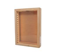 hvfun 8"X11" Rustic Natural Wood Shadow Box with Lights,LED-lit Display case for Wine Corks, Tickets, and Creative Exhibits,Artistic Presentations