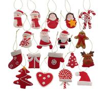 Hvfun Christmas Tree Ornaments Set -18 Unique Holiday Ornaments, Clay Material, Charming Reds and Whites Christmas Set, Festive Hanging Ornament Set