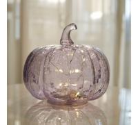 hvfun Lavender Crackle Glass Pumpkin Twinkling Light with Timer- Fall Decoration for Home-Lamps for Festive Decoration-Halloween Decorations