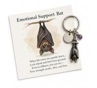 HVHC Emotional Support Bat Keychain, Inspirational Metal Bat Charm for Keys | Distinctive gothic bat charm for keys, bags and backpacks, made as a thoughtful small gift