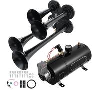 HVHSSAOCW Handlebar Music Audio Speaker Train Kit 4 Trumpet Air Speaker 150dB 12V 120 Psi Compressor For Car Truck Van Boat Pickup