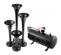 HVHSSAOCW Handlebar Music Audio Speaker Train Kit 4 Trumpet Air Speaker 150dB 12V 120psi Compressor For Car Truck Van Boat Pickup