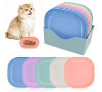 HVIHWI 10 Pcs Cat Food Bowl, Kitten Food Bowls Shallow Cat Dishes, Whisker Fatigue Free Square Shallow Cat Bowls for Wet and Dry Food, for Kittens and Short Legged Cats, Multicolor