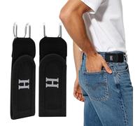 HVIHWI 2 Pcs Metal Hook Elastic Belt, No Buckle Belts for Men Women, Adjustable Invisible Stretch Belts, Buckless Belt for Jeans, Work, Business, Outdoor Hiking, Black