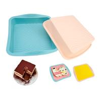HVIHWI 2 Pcs Silicone Cake Moulds, Rectangular Baking Tray, Non-Stick Brownie Pan Flexible Cake Pan for Cheesecake, Brownie, Cake, Bread, Chocolate Pie, 26×26×5cm (Multicoloured)