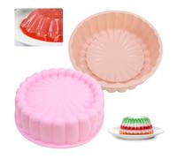 HVIHWI 2 Pcs Silicone Cake Moulds, Round Baking Tray, Non-Stick Brownie Pan Flexible Cake Pan for Cheesecake, Brownie, Cake, Bread, Chocolate Pie, 21×18×6.5cm (2 Colors)
