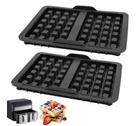 HVIHWI 2Pcs Silicone Air Fryer Liner, 21×14.5×2.75cm Silicon Waffle Moulds, Waffle Insert Hot Air Fryer Accessories for Ninja AF400EU, AF451EU, Reusable Silicone Waffle Mould, Black