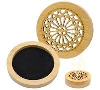 HVIHWI Essential Oils Diffuser, Bamboo Aromatherapy Diffuser Natural Aromatherapy Box Room Fragrance Diffuser Flower Decor for Yoga Home Car Office Spa (9x9x2.4cm)