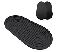 HVIHWI Silicone Drying Mat, Drip Tray, Non-Slip Stable Underlay, Suitable for SodaStream Duo E-Duo, Kitchen Worktop Protective Mat, Waterproof Silicone Mat with Groove Design, Black