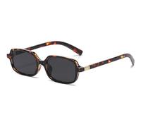Hviomru Retro Rectangular Sunglasses for Women Men Vintage Funny 90s Small Square Frame Sunnies, Leopard / grey., One Size
