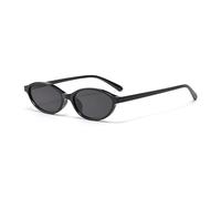 Hviomru Small Oval Sunglasses for Women Men Fashion Classic 90s Vintage Shades, black/grey, One Size