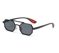Hviomru Vintage Rectangle Sunglasses for Men and Women Retro Square 70s Punk Style Glasses, black/black, One Size