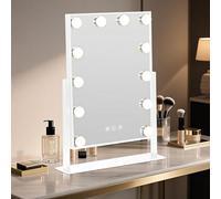 Hviww Vanity Mirror with Lights, 12 LED Bulbs Dressing Table Mirror with 3 Lighting Modes, Smart Touch Sensor USB Charging Switch 360° Rotation Anti-Slipping Base (White)