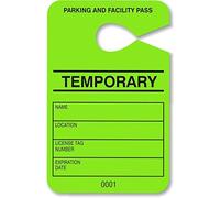 HViz Neon Green Parking Pass - Temporary Facility Pass - 100 Units - Disclaimer on Back - 10pt/250gms Card Stock - Large 3.5 x 5.5 in.