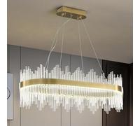 HvKvHvY Modern Crystal Chandelier, LED Gold Pendant Light Ceiling Light Fixture Semi Flush Mount Chandelier Hanging Lamp for Kitchen Living Room Bedroom Hallway Staircase，80CM
