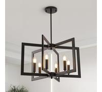 HvKvHvY Vintage Chandeliers Ceiling Light,E14 Geometric Farmhouse Pendant Light 6 Light Industrial Metal Ceiling Lights Living Room for Kitchen Island Hallway Dining Room Entryway (Black)