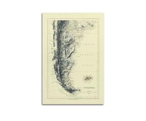 HVLS Patagonia Map Vintage Relief Map Poster Decorative Canvas Family Bedroom Artwork Picture Painting 16x24inch(40x60cm)