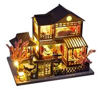 hvmabeck DIY Dollhouse, Japanese Style Villa, Wood, One Size, Unisex Adult, Detailed Interior, LED Lights, Creative Gift