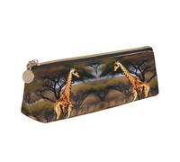 HVMUNG African Giraffe Print Small Pencil Case Majestic Tree Pattern Makeup Bag Easy Store Office Travel Case for Women Men