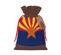 HVMUNG Arizona State Flag Print Reusable Drawstring Bags Christmas Thanksgiving Party Bags