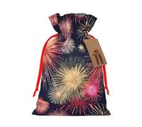 HVMUNG Beautiful Firework Print Christmas Drawstrings Present Bags Reusable Bags For Hallowmas Thanksgiving Party