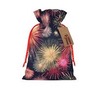 HVMUNG Beautiful Firework Print Christmas Drawstrings Present Bags Reusable Bags For Hallowmas Thanksgiving Party