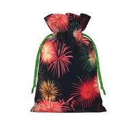 HVMUNG Beautiful Fireworks Print Christmas Drawstrings Present Bags Reusable Bags For Hallowmas Thanksgiving Party