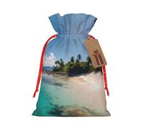HVMUNG Beautiful Island Print Reusable Gift Bags for Christmas, Thanksgiving Party