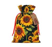 HVMUNG Beautiful Sunflower Print Christmas Drawstrings Present Bags Reusable Bags For Hallowmas Thanksgiving Party