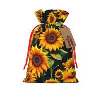 HVMUNG Beautiful Sunflower Print Christmas Drawstrings Present Bags Reusable Bags For Hallowmas Thanksgiving Party