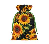 HVMUNG Beautiful Sunflower Print Christmas Drawstrings Present Bags Reusable Bags For Hallowmas Thanksgiving Party