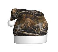 HVMUNG Beaver Working Print Unisex Classic Christmas Hats For Christmas,New Year Festive, Holiday Party Supplies