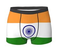 HVMUNG Breathable Indian Flag Print Boxer Briefs for Men Lightweight Elastic Waist Soft Comfortable, Black/White, XL