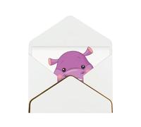 HVMUNG Cartoon Purple Hippo Print Christmas Greeting Card for Christmas, Birthdays, Anniversaries and Special Occasions