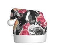 HVMUNG Classic Unisex Zebra Rose Flower Print Christmas Hats for Christmas, New Year, Holiday Party