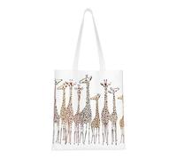 HVMUNG Cute Cartoon Funny Giraffes Print Reusable Canvas Tote, Shopping Bag With Handles For Daily And Grocery Use