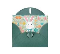HVMUNG Easter Bunny Floral Print Greeting Cards Half Fold Thank You Note Cards With Envelopes For All Occasion