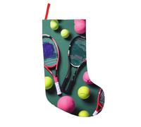 HVMUNG Fun Tennis Rackets and 18 Inch Tennis Balls with Patchwork Pattern, Christmas Decorative Socks for Family