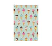 HVMUNG Funny Golf Towel with Ice Cream Cones Print and Carabiner Clip for Men and Women to Stand Out on the Golf Course