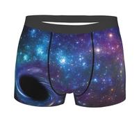 HVMUNG Galaxy Print Boxer Briefs Comfortable Stretch Breathable Polyester Underwear for Men, Black/White, M