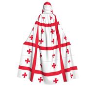HVMUNG Gothic Carnival Cape Georgia Flag Print Cape Unisex for Masquerade Ball Cosplay Theme Parties