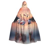 HVMUNG Gothic Cloak with Four Flamingos Print for Carnival, Costume Party and Costume Parties