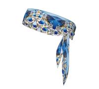 HVMUNG Greek Island Sea View Print Sport Head Ties Back Bandanas Workout Hair Band Athletic Sweatbands Tennis Running, MC700