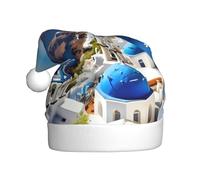 HVMUNG Greek Island Sea View Print Unisex Classic Christmas Hats For Christmas,New Year Festive, Holiday Party Supplies